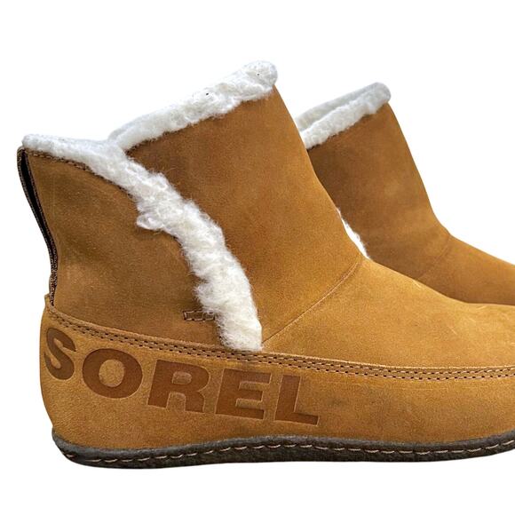 Sorel Nakisha Bootie Shearling Ankle Boot Camel Brown - Picture 3 of 10